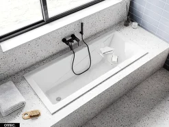 Baignoire Droite sans Tablier - 120 x 70 cm - MODERN SANS TABLIER - REPOSE-TÊTE OFFERT