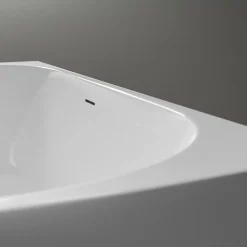 Baignoire droite semi-îlot murale ovale acrylique salle de bain, isolation thermique - Blanc - 170x80x57cm - Garantie 5 ans - NORA