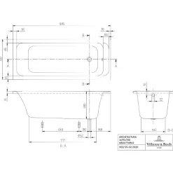 Baignoire droite VILLEROY & BOCH Architectura acrylique 170 x 70 cm + Pare bain gauche AURYS Mist 1 chromé