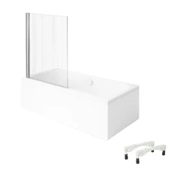 Baignoire droite VILLEROY & BOCH Architectura avec pieds 170 x 75 cm Blanc + Pare bain gauche AURYS Raywall chromé