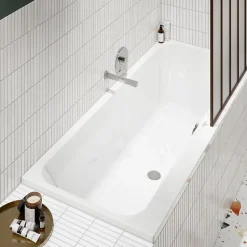 Baignoire droite VILLEROY & BOCH Architectura avec pieds 170 x 75 cm Blanc + Pare bain gauche AURYS Raywall chromé