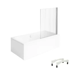 Baignoire droite VILLEROY & BOCH Architectura avec pieds 170 x 70 cm Blanc + Pare bain droite AURYS Raywall chromé