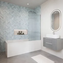 Baignoire droite VILLEROY & BOCH Architectura avec pieds 170 x 70 cm Blanc + Pare bain droite AURYS Raywall chromé