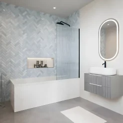 Baignoire droite VILLEROY & BOCH Architectura acrylique 140 x 70 cm + Pare bain droite AURYS Raywall Noir mat