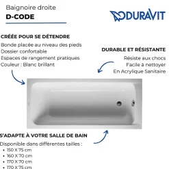 Baignoire droite 160x70 DURAVIT D-Code