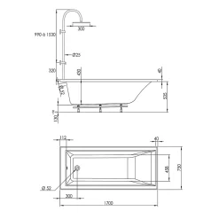 Baignoire Embleme Comododo solo 170 x 75 cm sans tablier + Colonne de douche Valentin