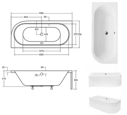 Baignoire HILIO GAUCHE avec tablier - 170cm