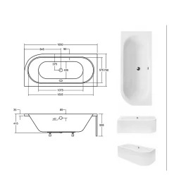 Baignoire HILIO GAUCHE avec tablier - 170cm