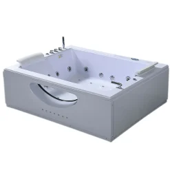 Baignoire hydromassage blanc double pompe 178 X 147 cm 33 jets Petal