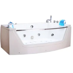 Baignoire hydromassage blanc 180 X 90 cm Chromothérapie 14 jets Primula