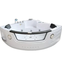Baignoire Hydromassage Chromotherapie 140 x140 cm avec chauffage et double pompe 20 jets Camelia
