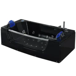 Baignoire hydromassage noir Chromothérapie 180 X 90 cm 14 jets Cherry