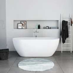 Baignoire ilot acrylique salle de bain, vidage et trop-plein, 2 parois, 2 places, 160x75x45cm, Garantie 5 ans, Blanc mat, DURAMUNA