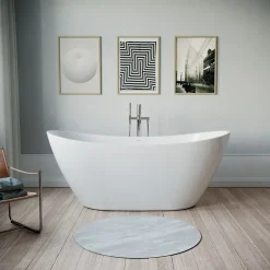 Baignoire ilot acrylique salle de bain, avec vidage + trop-plein, 2 parois, 2 places, 170x80x69cm, Garantie 5 ans, Blanc, DURABERK