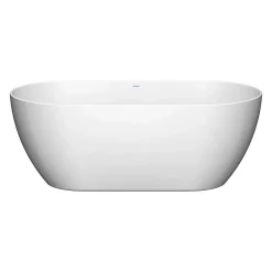 Baignoire ilot acrylique salle de bain, vidage et trop-plein, 2 parois, 2 places, 170x80x45cm, Garantie 5 ans, Blanc mat, DURAMUNA