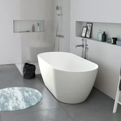 Baignoire ilot acrylique salle de bain, vidage et trop-plein, 2 parois, 2 places, 150x75x45cm, Garantie 5 ans, Blanc mat, DURAMUNA