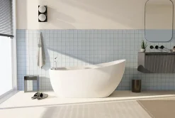 Baignoire ilot autoportante BALI 170x75 cm avec robinetterie intégrée