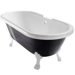Baignoire ilot Charly ovale noire et blanche avec piétements blanc