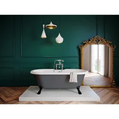 Baignoire îlot 170 x 80 cm grise + 4 pieds noirs, GoodHome Emba