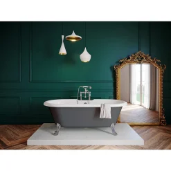 Baignoire îlot 170 x 80 cm grise + 4 pieds chromés, GoodHome Emba