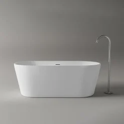 Baignoire îlot acrylique design et moderne pour salle de bain, isolation thermique, Blanc, 170x75x58cm, Garantie 5 ans, MIO 2.0