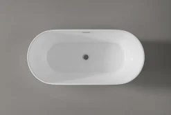 Baignoire îlot Acrylique Ovale Moderne Salle de Bain avec Bonde- Blanc, 160x75x59cm, Garantie 5 ans, Bords épais, JAZZ PLUS 2.0