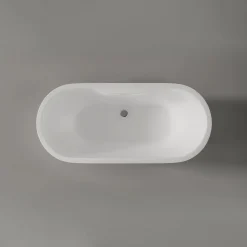 Baignoire îlot Acrylique ovale 165x75x58cm Blanc mat + Bonde et trop plein - ROMA PLUS 2.0