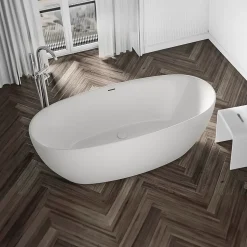 Baignoire îlot Acrylique ovale 180x80x58cm Blanc mat + Bonde et trop plein - BELAQUA