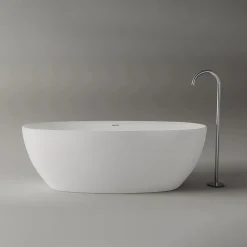 Baignoire îlot Acrylique ovale 180x80x58cm Blanc mat + Bonde et trop plein - BELAQUA