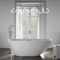 Baignoire îlot Acrylique ovale 180x80x58cm Blanc brillant + Bonde et trop plein - ROMA PLUS 2.0