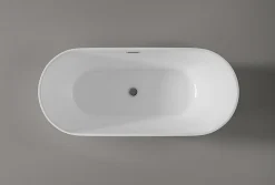 Baignoire îlot Acrylique ovale 180x80x58cm Blanc brillant + Bonde et trop plein - ROMA PLUS 2.0