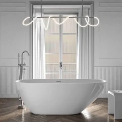 Baignoire îlot Acrylique ovale 180x80x58cm Blanc brillant + Bonde et trop plein - ROMA PLUS 2.0