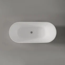 Baignoire îlot Acrylique ovale design 180x80x58cm Blanc mat + Bonde et trop plein - ROMA 2.0