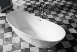 Baignoire îlot Acrylique ovale 180x80x69cm + Bonde et trop plein - Blanc brillant - BELLAGIO 2.0