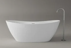 Baignoire îlot Acrylique ovale 180x80x69cm + Bonde et trop plein - Blanc brillant - BELLAGIO 2.0