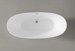 Baignoire îlot Acrylique ovale 180x80x69cm + Bonde et trop plein - Blanc brillant - BELLAGIO 2.0