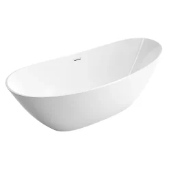 Baignoire îlot Acrylique ovale 180x80x69cm + Bonde et trop plein - Blanc brillant - BELLAGIO 2.0