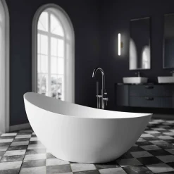 Baignoire îlot acrylique ovale design 184x79x77cm Blanc mat + Bonde et trop plein - VICE 2.0
