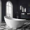 Baignoire îlot acrylique ovale design 184x79x77cm Noir / Blanc mat + Bonde et trop plein - VICE 2.0