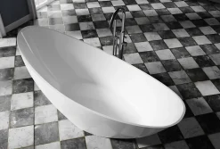 Baignoire îlot acrylique ovale design 184x79x77cm Noir / Blanc mat + Bonde et trop plein - VICE 2.0