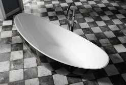 Baignoire îlot acrylique ovale design 184x79x77cm Noir / Blanc mat + Bonde et trop plein - VICE 2.0