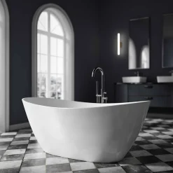 Baignoire îlot Acrylique ovale 170x78x69cm + Bonde et trop plein - Blanc brillant - BELLAGIO 2.0