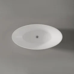 Baignoire îlot Acrylique ovale 180x80x60cm Blanc brillant + Bonde et trop plein - TERRA 2.0
