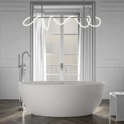 Baignoire îlot Acrylique ovale 160x80x60cm Blanc brillant + Bonde et trop plein - TERRA 2.0