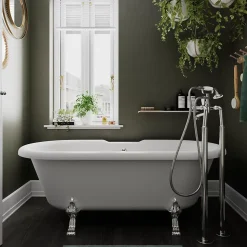 Baignoire îlot adossée 170 x 80 cm blanche, GoodHome Emba