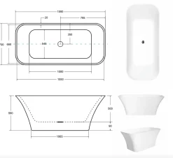 Baignoire îlot ASSOS S-LINE 160 x 70 cm