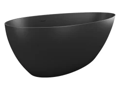 Baignoire îlot asymétrique - 245 L - 160 x 82 x 58 cm - Noir mat - Acrylique - APULIA