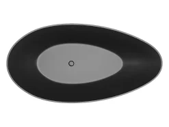 Baignoire îlot asymétrique - 245 L - 160 x 82 x 58 cm - Noir mat - Acrylique - APULIA