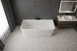 Baignoire îlot avec vidage - 160 x 75 cm - Blanc brillant - MIRABELLE
