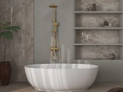 Baignoire îlot blanche Poalgi Solid Surface 170x80x51 cm inclus tablette - modèle MENORCA